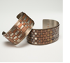 Cuff Bracelets, Mixed Metal –Copper, Nichol New Gold, silver wire 2” wide