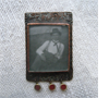 Photo pendant. Copper, garnet, silver, vintage photo tumbled glass