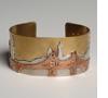 Three City Story cuff bracelet 1961. Copper, Brass, New Gold