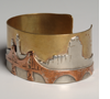 Three City Story cuff bracelet 1961. Copper, Brass, New Gold